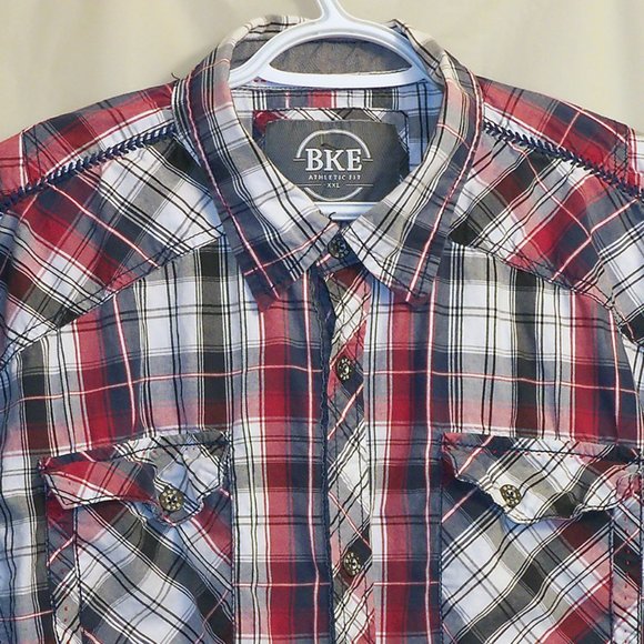 BKE Button Front Shirt Men's XXL Multicolor Plaid - Picture 2 of 4